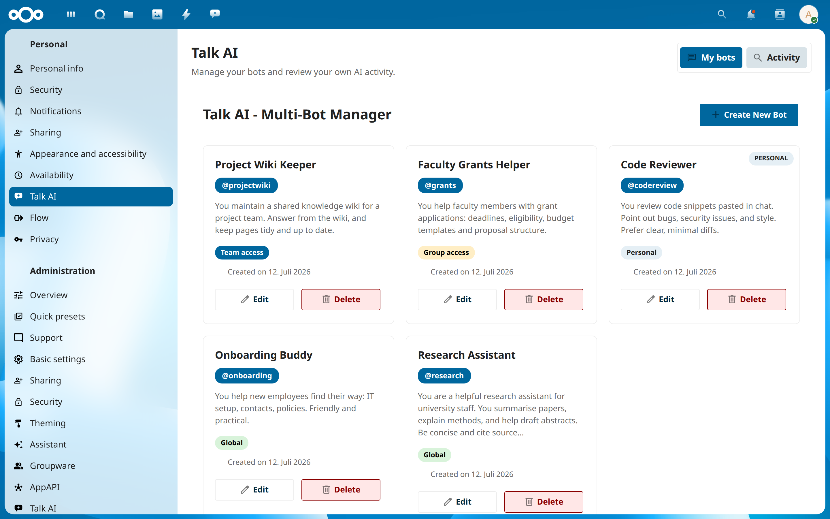 Multi-bot manager